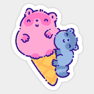 Raccoon ice cream Sticker